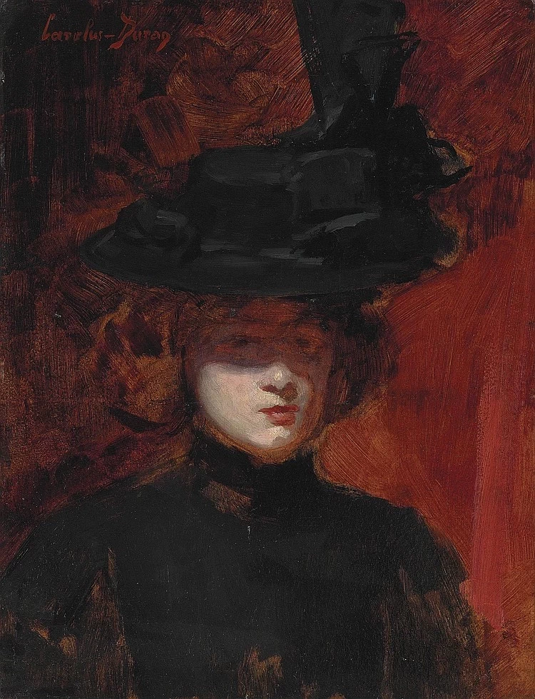 Ritratto di una donna in abito nero e cappello